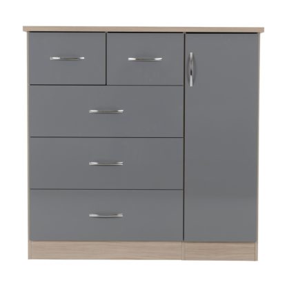 An Image of Nevada 5 Drawer Low Wardrobe White