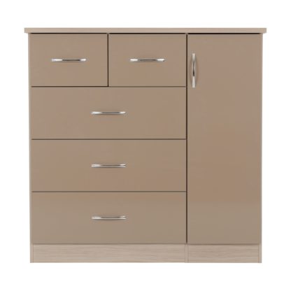 An Image of Nevada 5 Drawer Low Wardrobe White