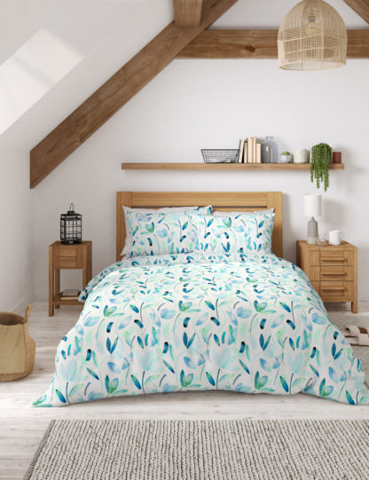 An Image of M&S Pure Cotton Watercolour Floral Bedding Set