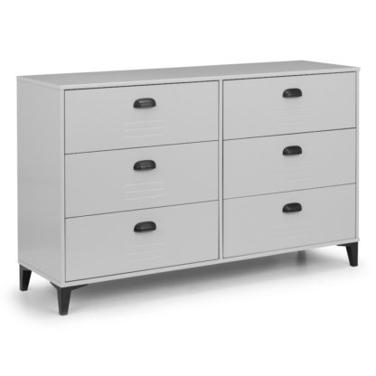 An Image of Lakers Locker Grey Wooden 6 Drawer Chest