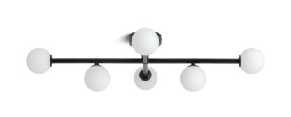 An Image of Habitat Alonso 6 Lights Flush to Ceiling Light - Black