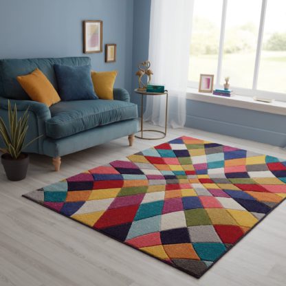 An Image of Spectrum Rhumba Geometric Rug Blue / Pink