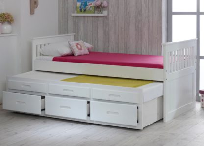 An Image of Wooden Guest Bed Frame 3ft Single Captains White