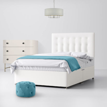 An Image of Cornell Buttoned White Fabric Ottoman Divan Bed - 3ft Single