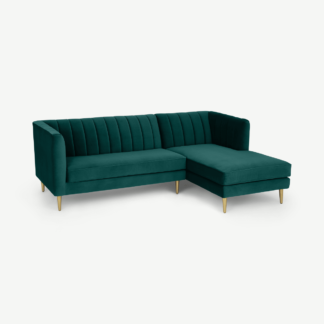 An Image of Amicie Right Hand Facing Chaise End Corner Sofa, Seafoam Blue Velvet