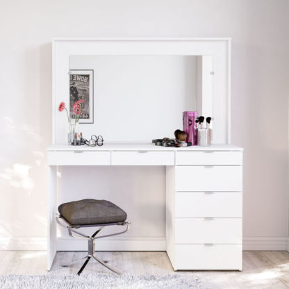 An Image of Chloe White Wooden 7 Drawer Dressing Table