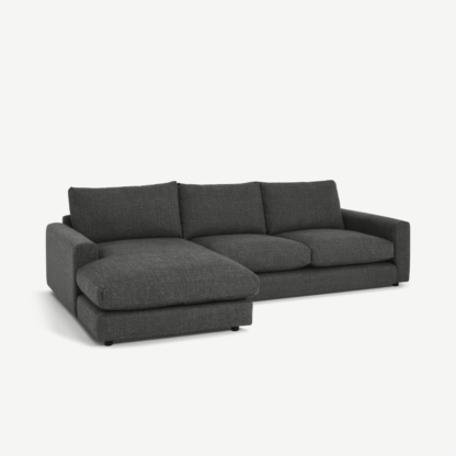 An Image of Arni Left Hand Facing Chaise End Corner Sofa, Slate Textured Weave