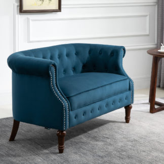 An Image of Freya Blue Fabric 2 Seater Sofa