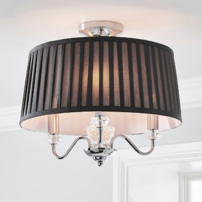 An Image of Dorma Genevieve 3 Light Semi Flush Fitting Chrome