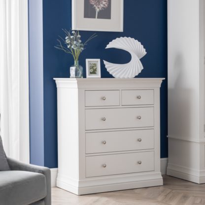 An Image of Clermont White Wooden 3+2 Drawer Chest