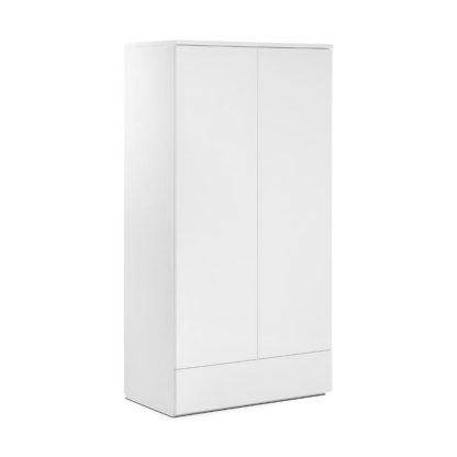 An Image of Monaco White Wooden High Gloss Combination Wardrobe