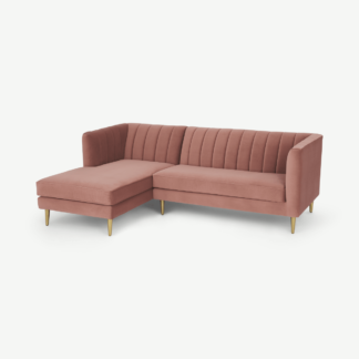 An Image of Amicie Left Hand Facing Chaise End Corner Sofa, Blush Pink Velvet