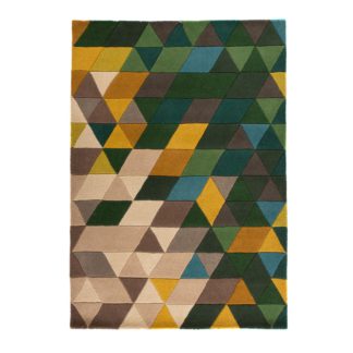 An Image of Green Illusion Geometric Prism Rug Green / Blue