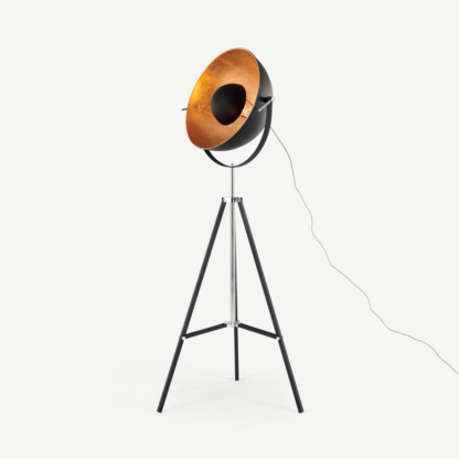 An Image of Chicago Floor Lamp, Black & Copper