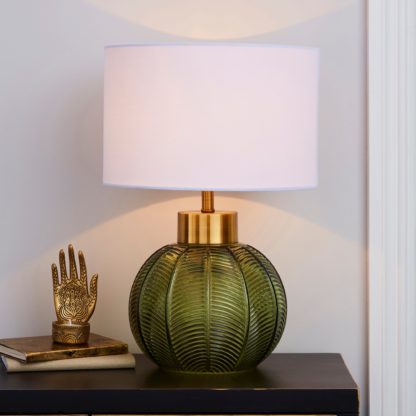 An Image of Colleen Glass Table Lamp Green and Brown