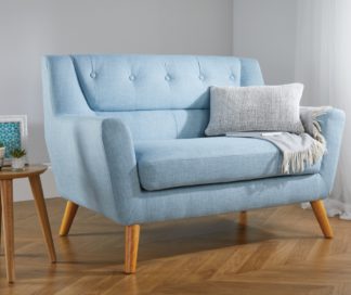 An Image of Lambeth 2 Seater Duck Egg Blue Fabric Sofa