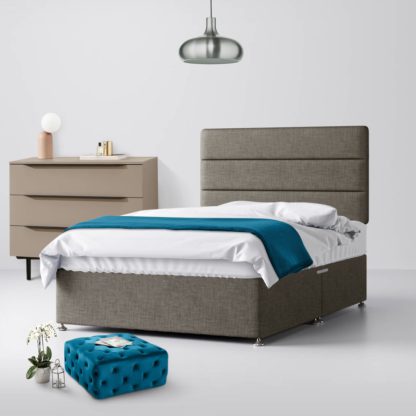 An Image of Cornell Lined Slate Grey Fabric Ottoman Divan Bed - 3ft Single