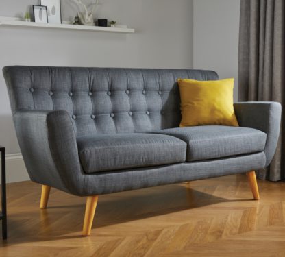 An Image of Loft 3 Seater Grey Fabric Sofa