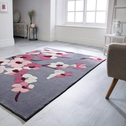 An Image of Infinite Blossom Rug Grey