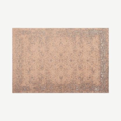 An Image of Yolanda Faded Persian Jacquard Rug, Large 160 x 230 cm, Dusky Pink