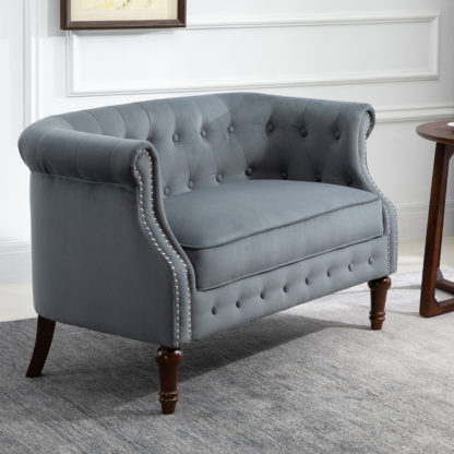 An Image of Freya Grey Fabric 2 Seater Sofa