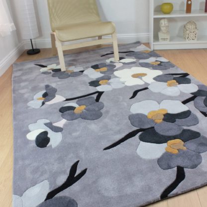 An Image of Infinite Blossom Rug Grey