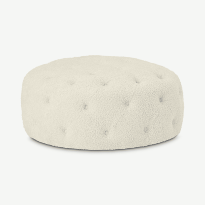 An Image of Hampton Round Pouffe, Large, Faux Sheepskin