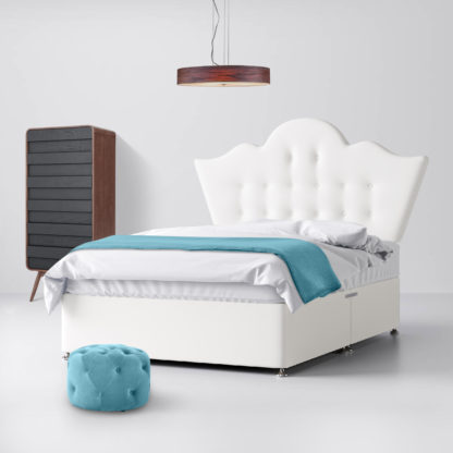 An Image of Florence Buttoned White Fabric Ottoman Divan Bed - 6ft Super King Size