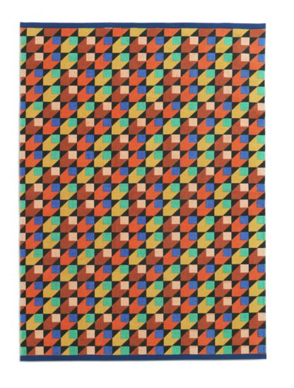 An Image of Habitat Studio Geo Flatweave Cotton Rug - Multi - 120x160cm