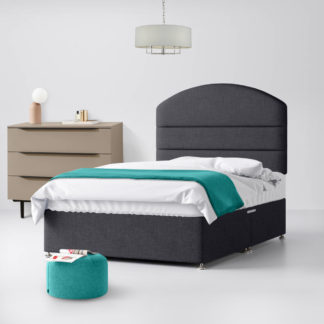 An Image of Dudley Lined Charcoal Fabric Ottoman Divan Bed - 6ft Super King Size