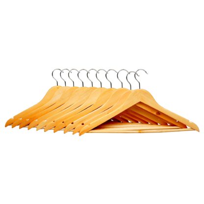 An Image of Wooden Hangers 10 Pack in Shipper White