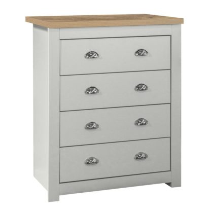 An Image of Highgate Grey and Oak Wooden 4 Drawer Chest