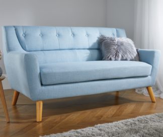 An Image of Lambeth 3 Seater Duck Egg Blue Fabric Sofa