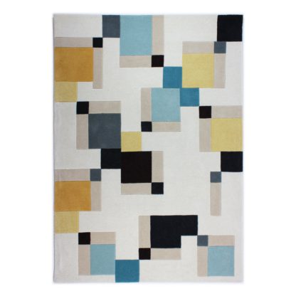 An Image of Illusion Abstract Blocks Rug Ochre (Yellow)