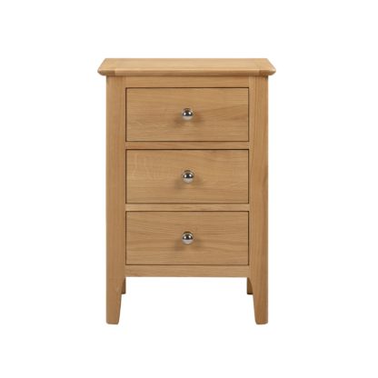 An Image of Cotswold 3 Drawer Bedside Table Light Oak