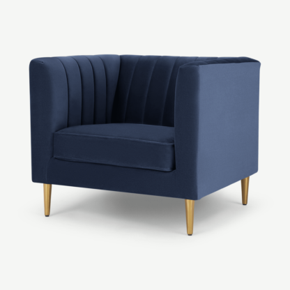 An Image of Amicie Armchair, Royal Blue Velvet