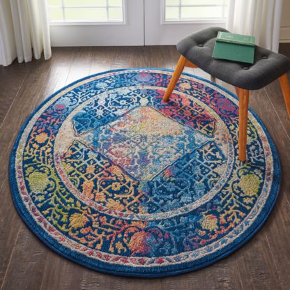 An Image of Ankara Global 4 Round Rug Blue