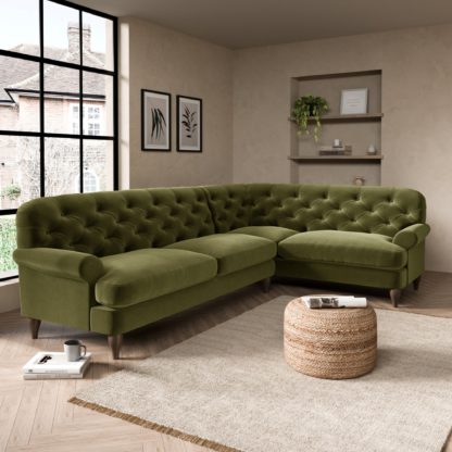 An Image of Canterbury Luxury Velvet Right Hand Corner Sofa Luxury Velvet Black