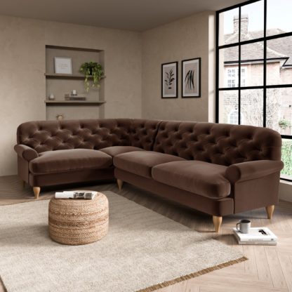 An Image of Canterbury Luxury Velvet Left Hand Corner Sofa Black