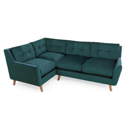 An Image of Halston Velvet Corner Sofa Blue