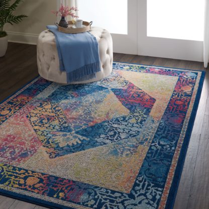 An Image of Ankara Global 4 Round Rug Blue