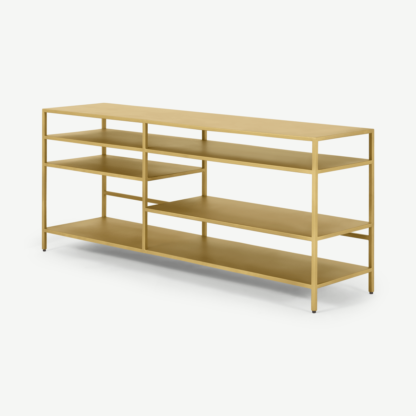 An Image of Munro TV Shelving Unit, Brass