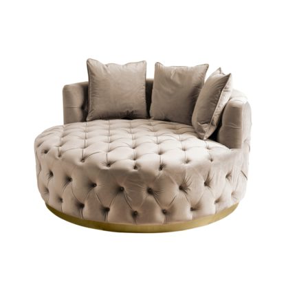 An Image of Frankfurt Loveseat - Taupe - Brass Base