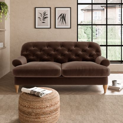 An Image of Canterbury Luxury Velvet 2 Seater Sofa Luxury Velvet Black