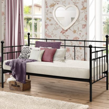 An Image of Lyon Black Metal Guest Day Bed Frame - 3ft Single