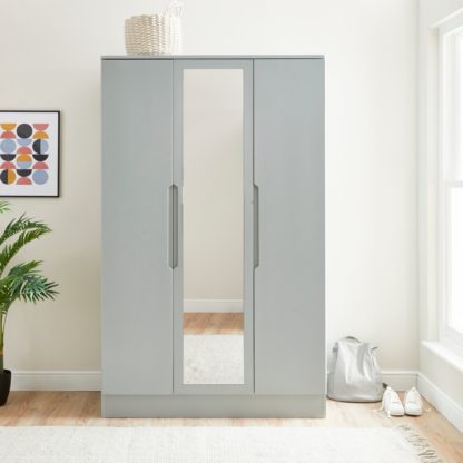 An Image of Larson Grey Triple Wardrobe Grey