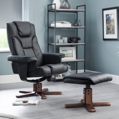 An Image of Malmo Faux Leather Swivel Recliner Black