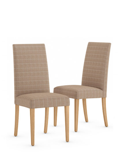 An Image of M&S Set of 2 Alton Checked Dining Chairs