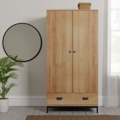 An Image of Fulton Oak Effect Gents Wardrobe Oak (Brown)