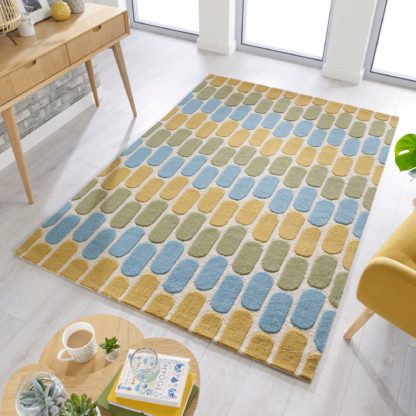 An Image of Fossil Rug Green, Yellow and Blue